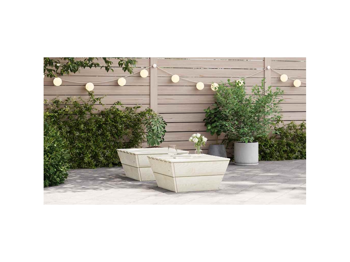 Vidaxl Messa De Jardim 2 Pcs 60x60x30 Cm Madeira De Abeto Impregnada