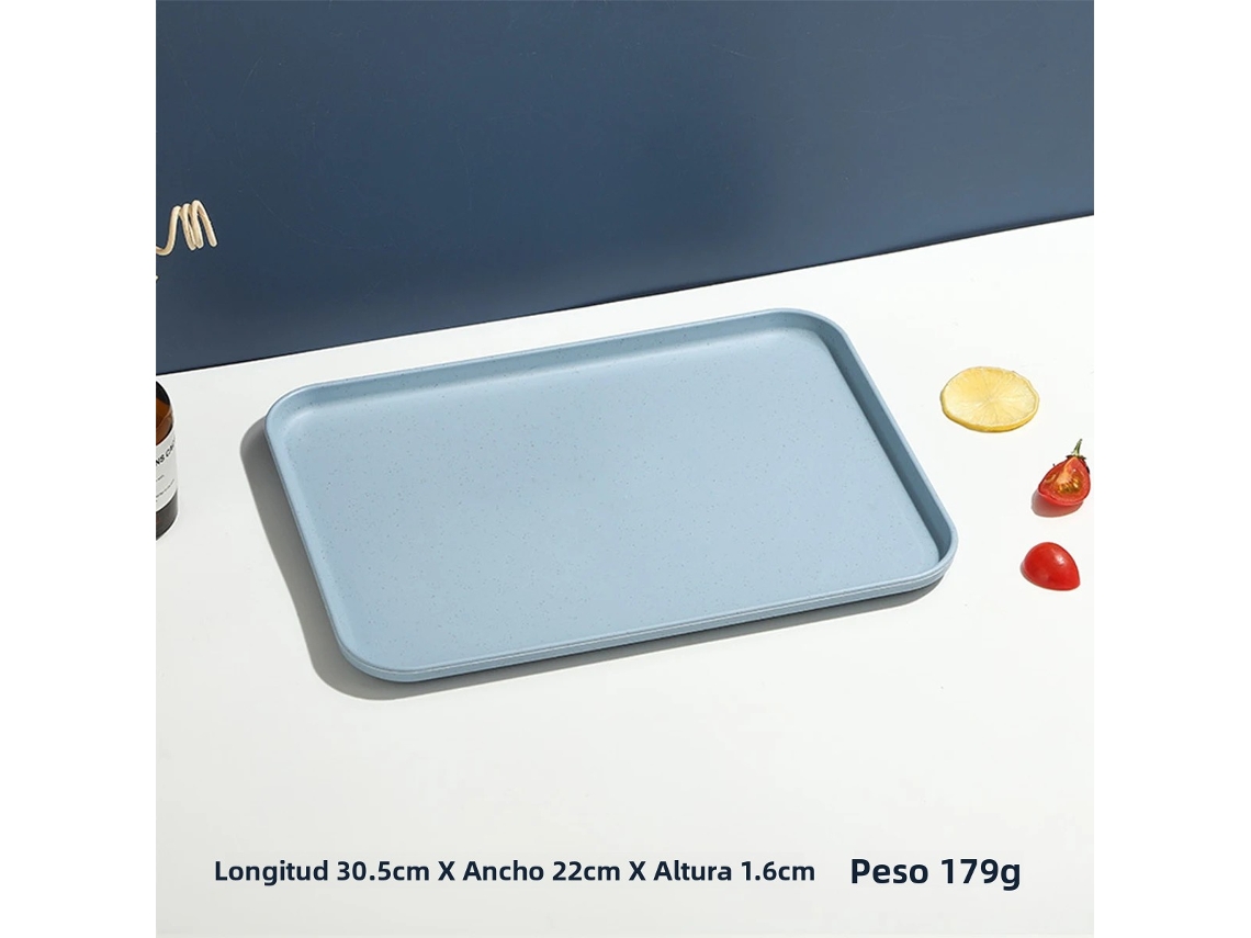Bandeja Retangular de Plástico para Restaurantes e Residências, Usada para Colocar Chá e Copos. MDUG (azul M)