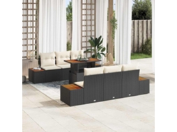 Vidaxl Conjunto De Sofá De Jardim 7 Unid. Preto Rattan Sintético