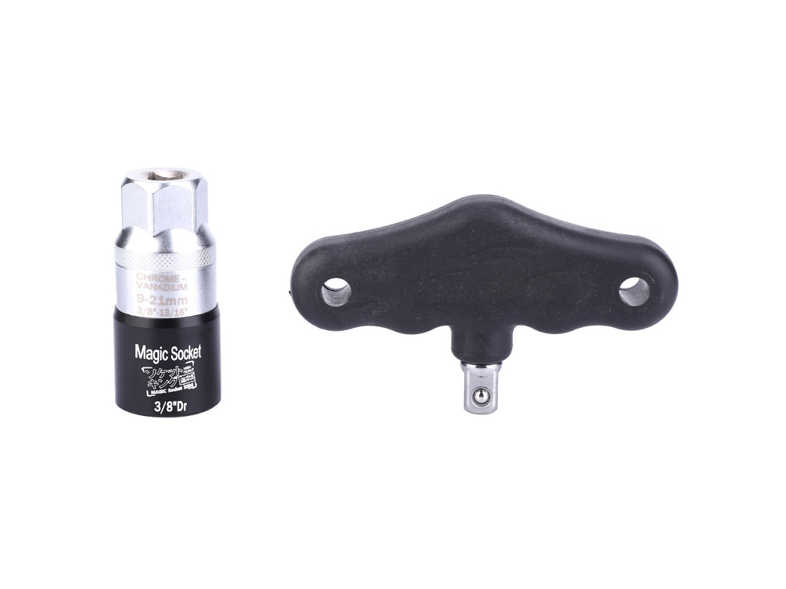 Conjunto de chaves de torque universais com catraca para porcas, 9-21 mm (3/8" a 13/16"), pretas.