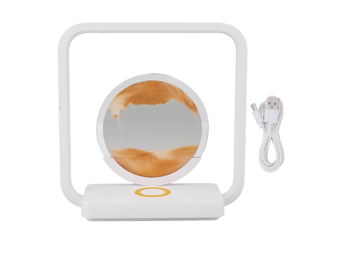 Lâmpada de Mesa com Arte de Areia Móvel Carregador Sem Fio Touch Dimmer Amarela | S/MARCA