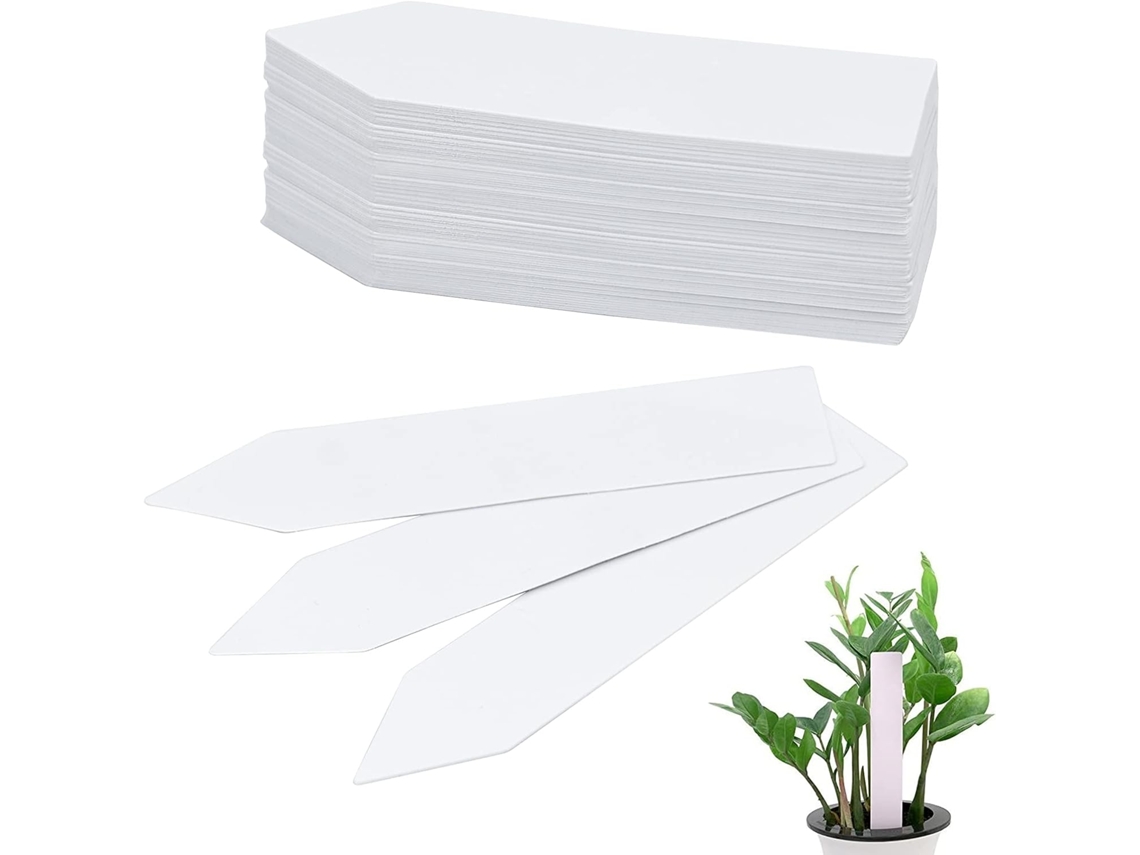Pacote Com 100 Etiquetas Plásticas Para Plantas - Brancas, 10 Cm