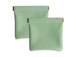 Kit com 2 Bolsas para Bijuterias de Couro Ecológico Verde 11,3x11,5cm AOZORZ
