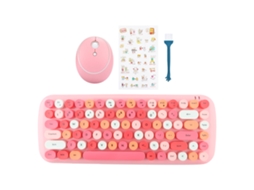 Conjunto Teclado e Mouse Sem Fio LAXISCREED Rosa Mini