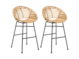 Conjunto De 2 Sillas De Bar Beliani Windom De Ratán Natural 56x51x95