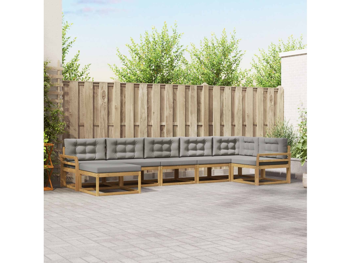 Vidaxl Conjunto De Sofás Para Exterior 7 Pcs Branco E Cinzento-claro