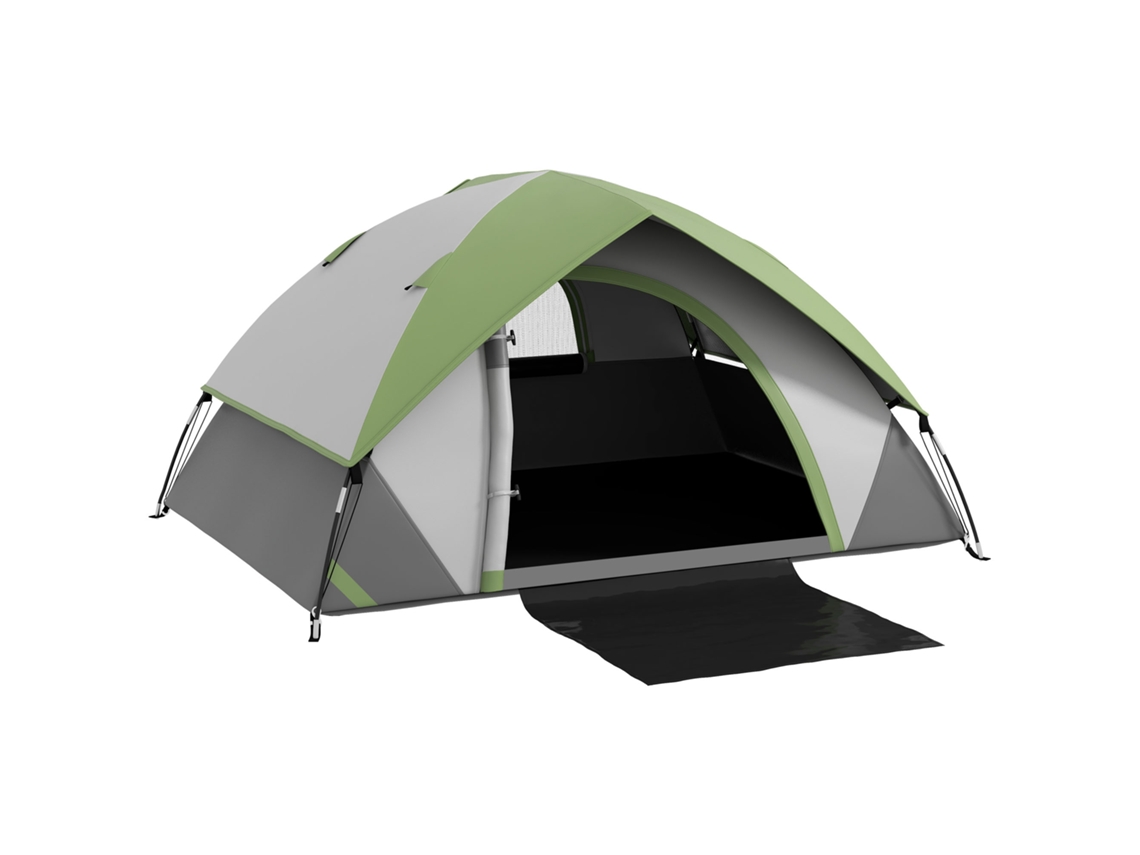 Barraca de camping para 2 pessoas, 3 a 4 estações, impermeável até 3000 mm, ventilada, fácil de montar, cinza CHEZMOI
