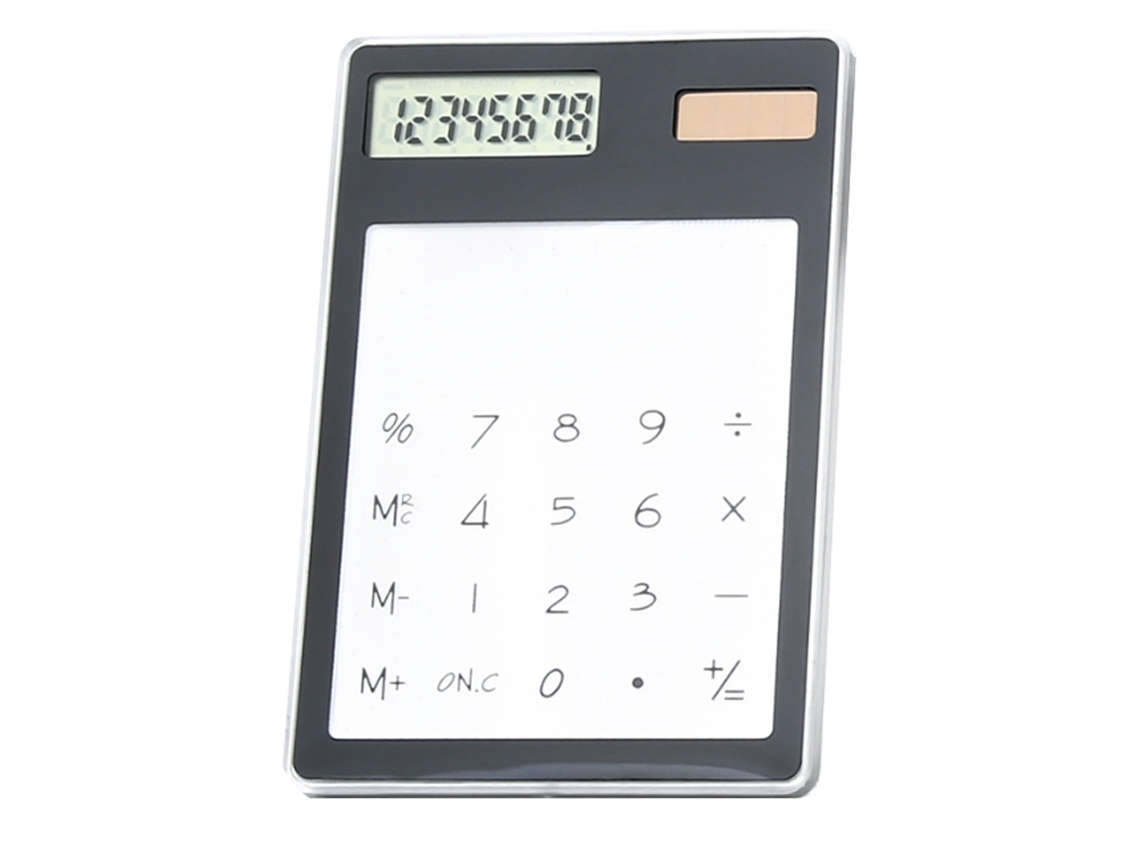 Calculadora Solar Com Tela Tática De 8 Dígitos Lcd Transparente Portátil Preta Para Escritório, Escola E Casa