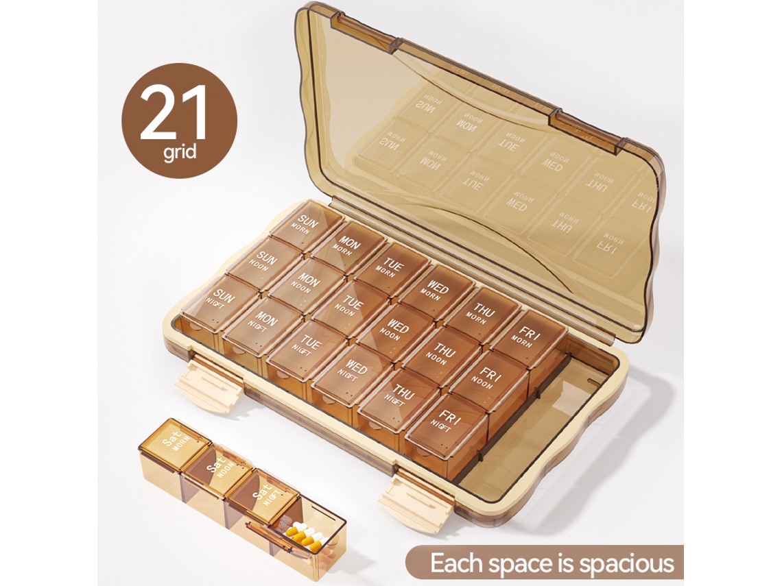 Organizador Semanal De Comprimidos Eifson 28 Células Grande Capacidade Sem Bpa (café)