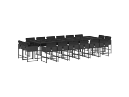 Conjunto de Jantar 17 Pcs para Jardim com Almofadões Vime Pe Preto MAISON EXCLUSIVE (17 pcs)