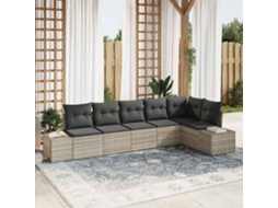 Vidaxl Conjunto De Sofá De Jardim 6 Unid. Cinzento-claro Vime Pe