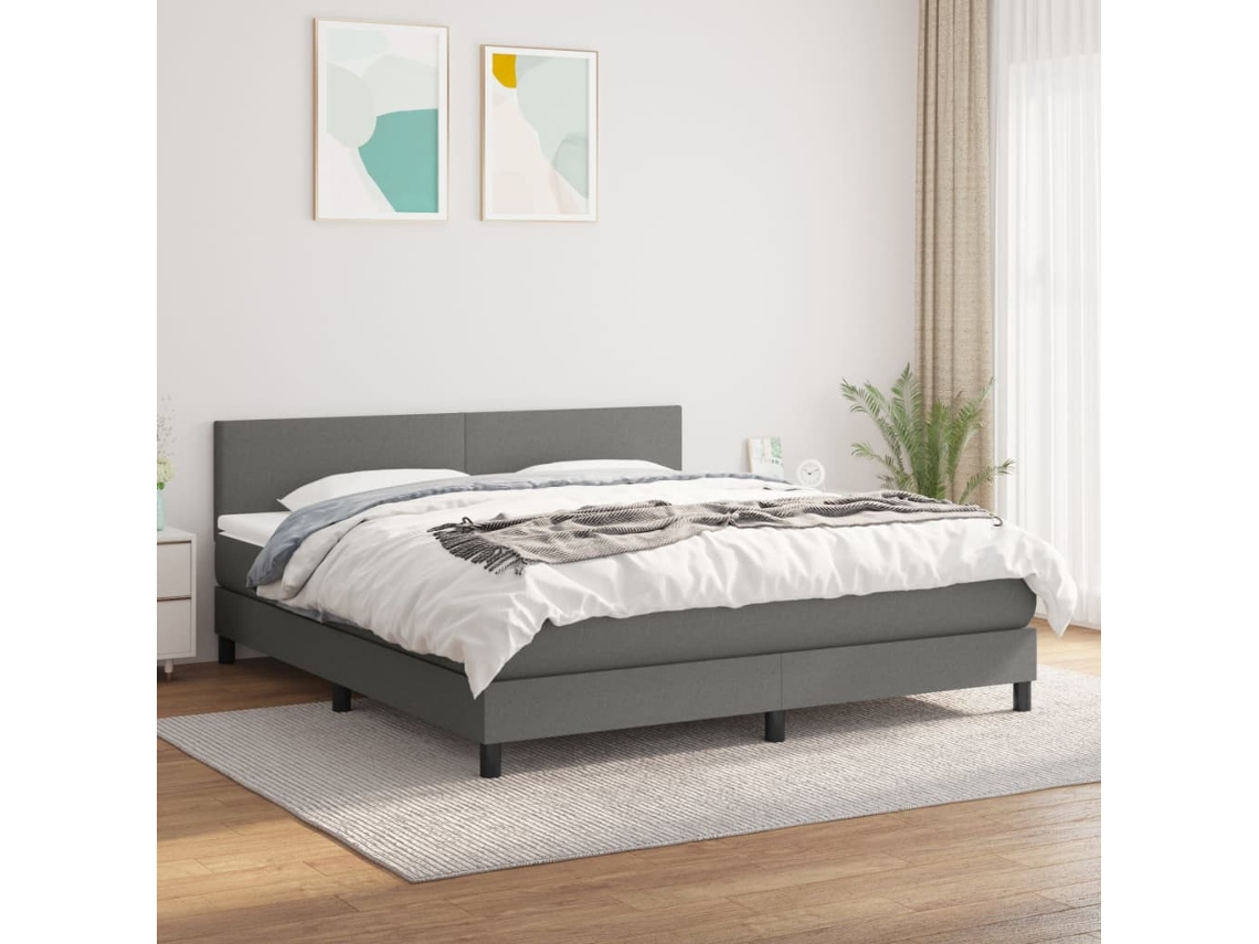 Vidaxl Cama com Molas/colchão 160x200 Cm Tecido Cinzento escuro
