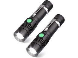 Lanterna Led Recargable Usb 2x, Bateria Incluida, 4 Modos de Iluminacao, Resistente a Agua Ipx4