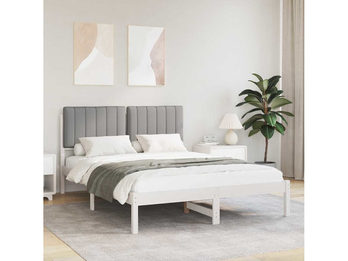 Vidaxl Estrutura De Cama Com Cabeceira Estofada Cinzento-claro