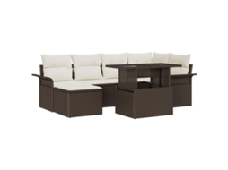 Vidaxl Conjunto De Sofá De Jardim 7 Unid. Castanho