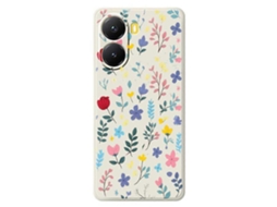 Capa Tkdaddy Para Xiaomi Redmi Turbo 4 5g / Poco X7 Pro 5g Com Estampa De Galhos De Flores Coloridas E Bordas Retas Em Tpu, Capa Traseira Bege