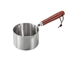 Panela aquecedora de manteiga, aço inox 304, 125ml, com punho de madeira | S/MARCA