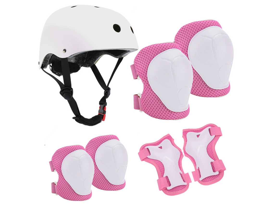 Kit Proteção De Crianças Capacete 7 Em 1 ,tamanho:s Rosa