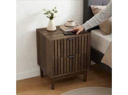 Mesa Cabeceira Nogueira Ripado 2 Gavetas 45x39x56cm VELTRIX