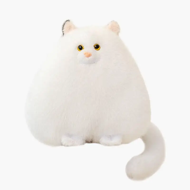 Almofada de Tecido de Pelúcia de Gato Gordinho e Fofo MDUG (gato Branco, 28 Cm)