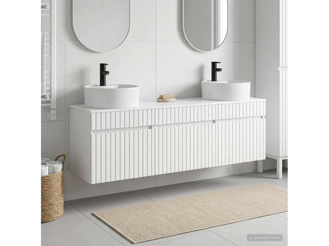 Vidaxl Conjunto De Armários Para Banheiro 3 Unid. Branco Brilhante