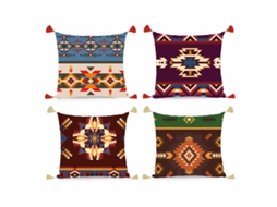 Almofada DKD Home Decor Poliéster Multicolor Ikat (45x10x45 cm) (4 Unidades)