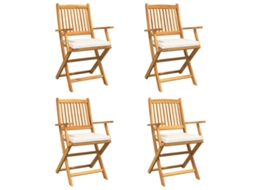 Maison Exclusive - Cadeira Dobrável Com Almofada 4 Pcs Branco 49 X 57,5 X 92cm
