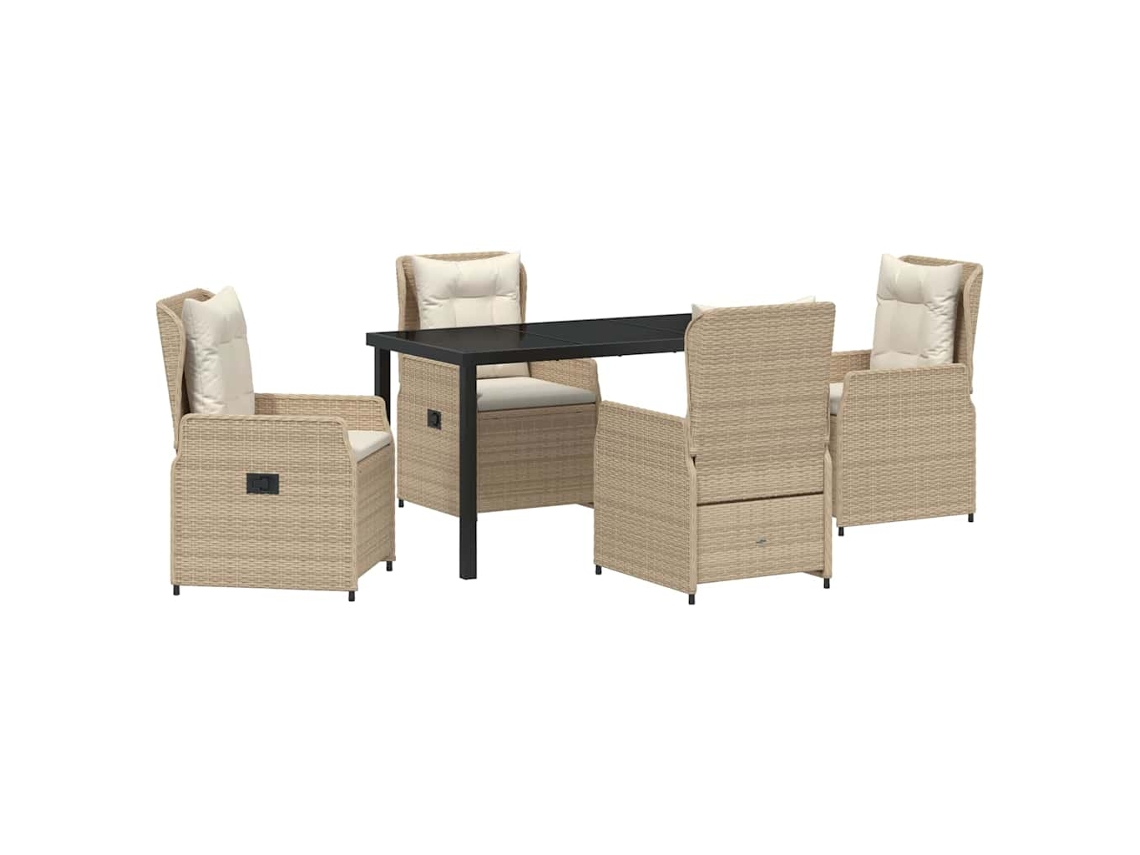 Maison Exclusive - Conjunto De Jantar Para Jardim 5 Pcs Bege E Cinza Claro Vime Pe