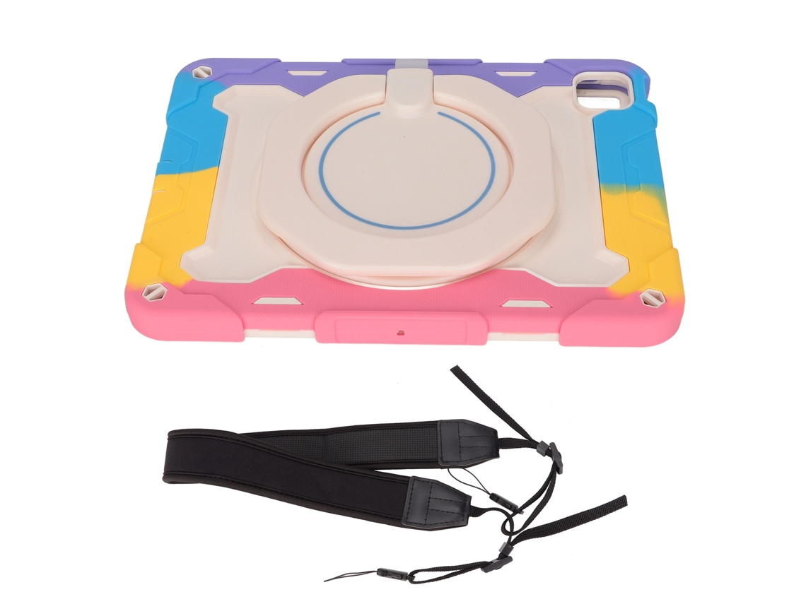 Raum-capa Para Tablet Ios 11 Polegadas 3 Camadas Anti-impacto Fina Com Suporte Giratório 360 E Correia De Ombro Rosa