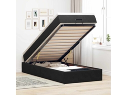 Estrutura De Cama Otomana Com Colchão Preto 100x200cm Veludo