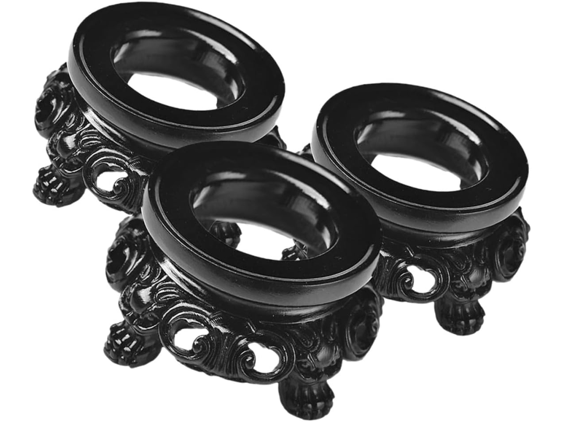 Base Vazada Em Resina Preta Ipetboom Para Esferas De Cristal 3a 4cm, Conjunto De 3 Peças, Suporte Portátil Para Exibição
