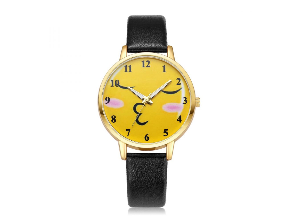 Reloj De Pulsera Analógico De Cuarzo Con Correa Pu Y Caja De Aleación Ivpai Negro