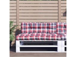 Vidaxl Almofadão P/ Sofá De Paletes 120x40x12cm Tecido Xadrez Vermelho