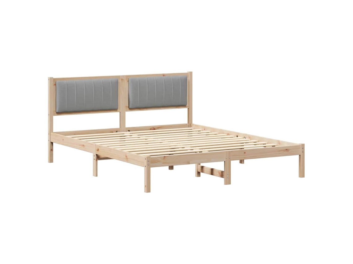 Estrutura de Cama com Cabeceira Estofada em Cinzento Claro MAISON EXCLUSIVE