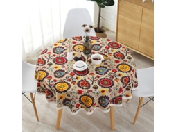 Toalha De Mesa Redonda De Algodão E Linho Toalha De Mesa De Girassol Toalha De Mesa De Renda Versátil Para Uso Interno E Externo (diâmetro 100 Cm Solr