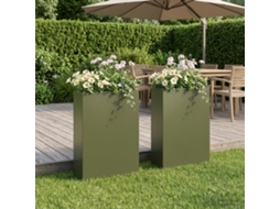 Vidaxl Vaso De Jardim 2 Unid. Verde-azeitona 40 X 20 X 75 Cm