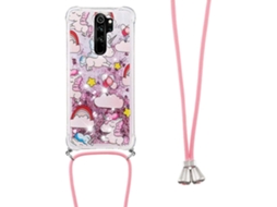 Correia Note Areia Líquido Colar Alça Pescoço Yb para Xiaomi Redmi Note 9 5G HONGWE. Pele Sintética Transparente