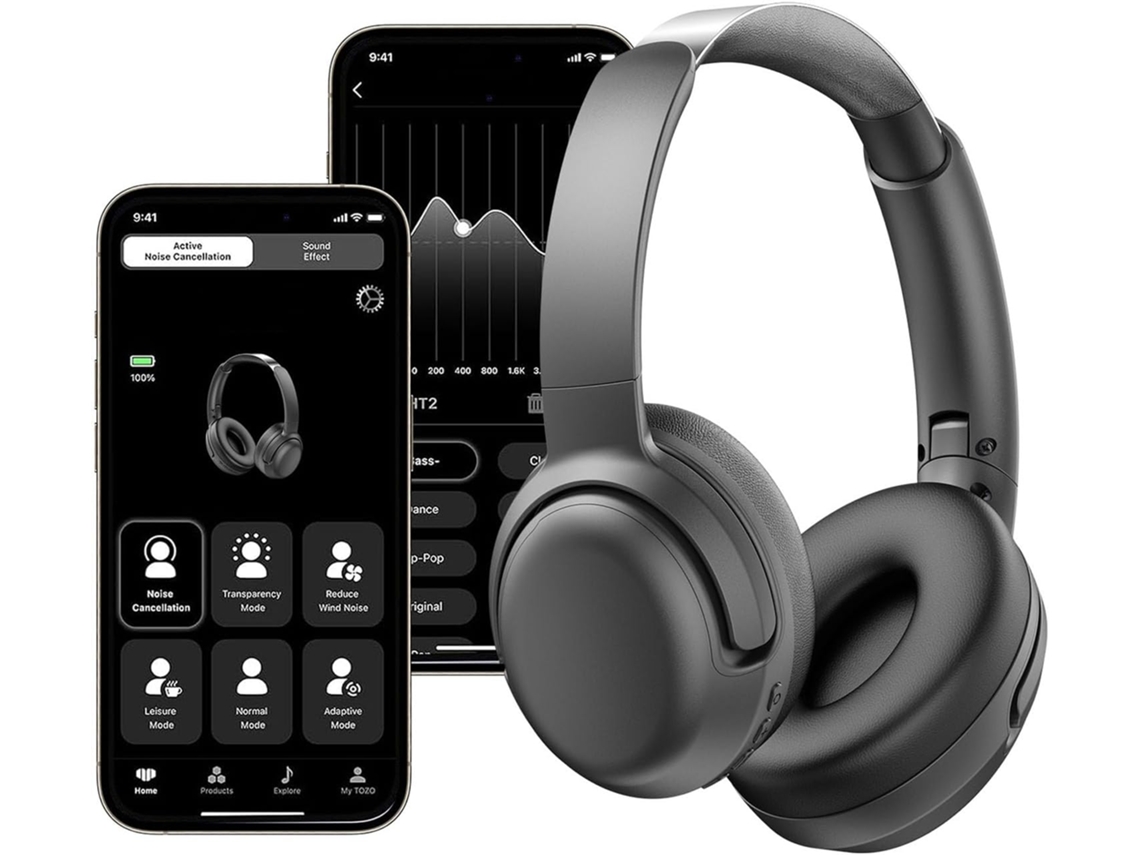 Fone De Ouvido Bluetooth Sem Fio, Dobrável, Com Microfone, Cancelamento De Ruído Ativo, Almofadas Auriculares De Espuma