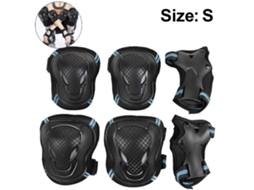 Conjunto de 6 Joelheiras desportivas reforçadas, tamanho pequeno, preto e azul AQUAFORGE