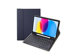 Capa Com Teclado Para Tablet Lurelia, Compatível Com Samsung Galaxy Tab A8 10.5 X205/x200, Azul Escuro, Teclado Bluetooth, Fixação Magnética