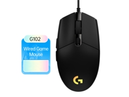 Mouse Gamer Logitech G102 Rgb 8000 Velocidade, Fio, Óptico, Pc/laptop, Preto/branco Luz Dourada