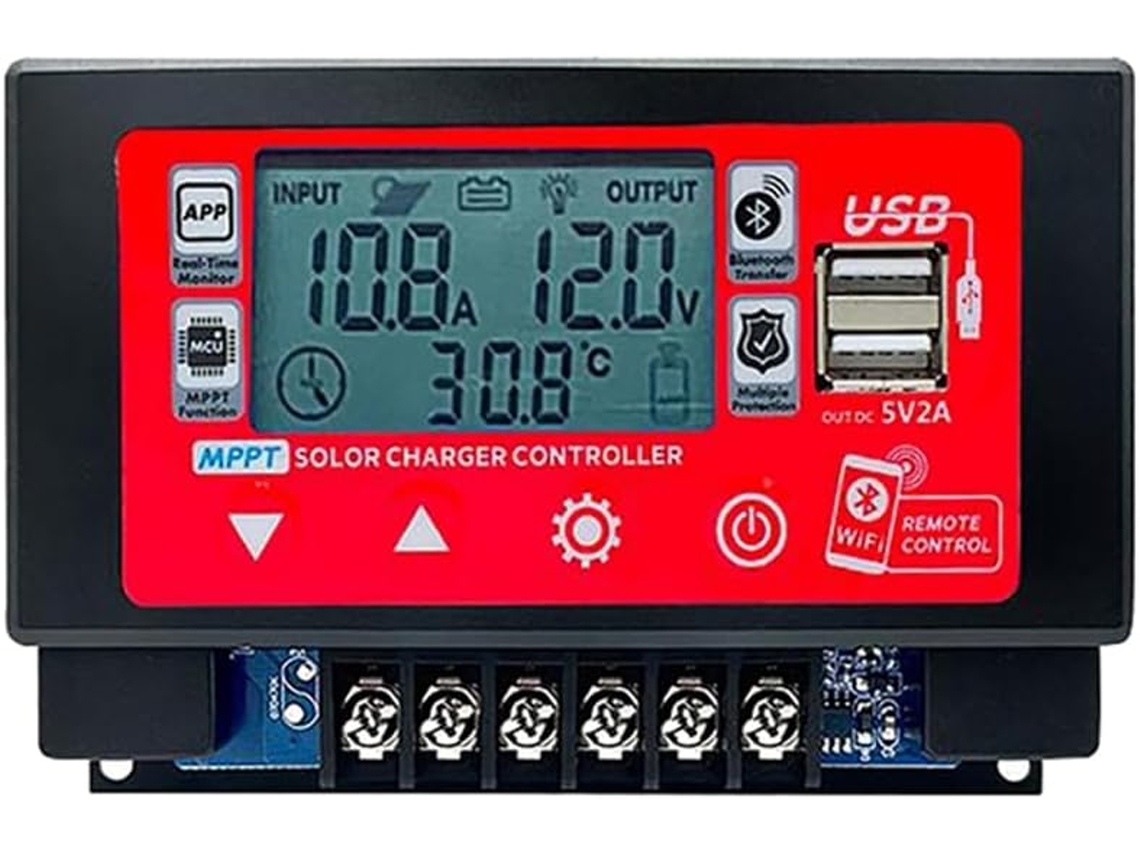 Controlador De Carga Solar Mppt Wifi Bluetooth De 60 A Com Display Lcd