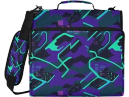 Caderno moderno em camuflagem neon com 3 argolas, alça de ombro e tiracolo, à prova d'água, organizador de mesa escolar
