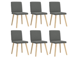 Vidaxl Cadeiras De Jantar 6 Pcs Tecido Cinzento-escuro