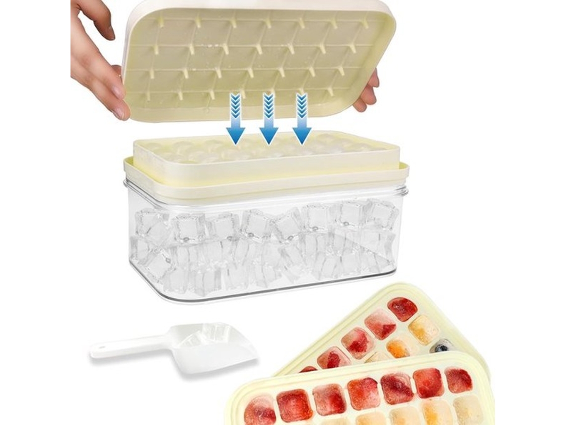 Bloco De Gelo Em Forma De Içone Com Tampão E Escumadeira - 56 Compartimentos - Beige Lijsemmer