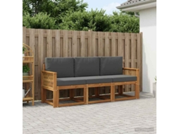 Vidaxl Conjunto De Sofás Para Exterior 3 Unid. Natural E Antracite