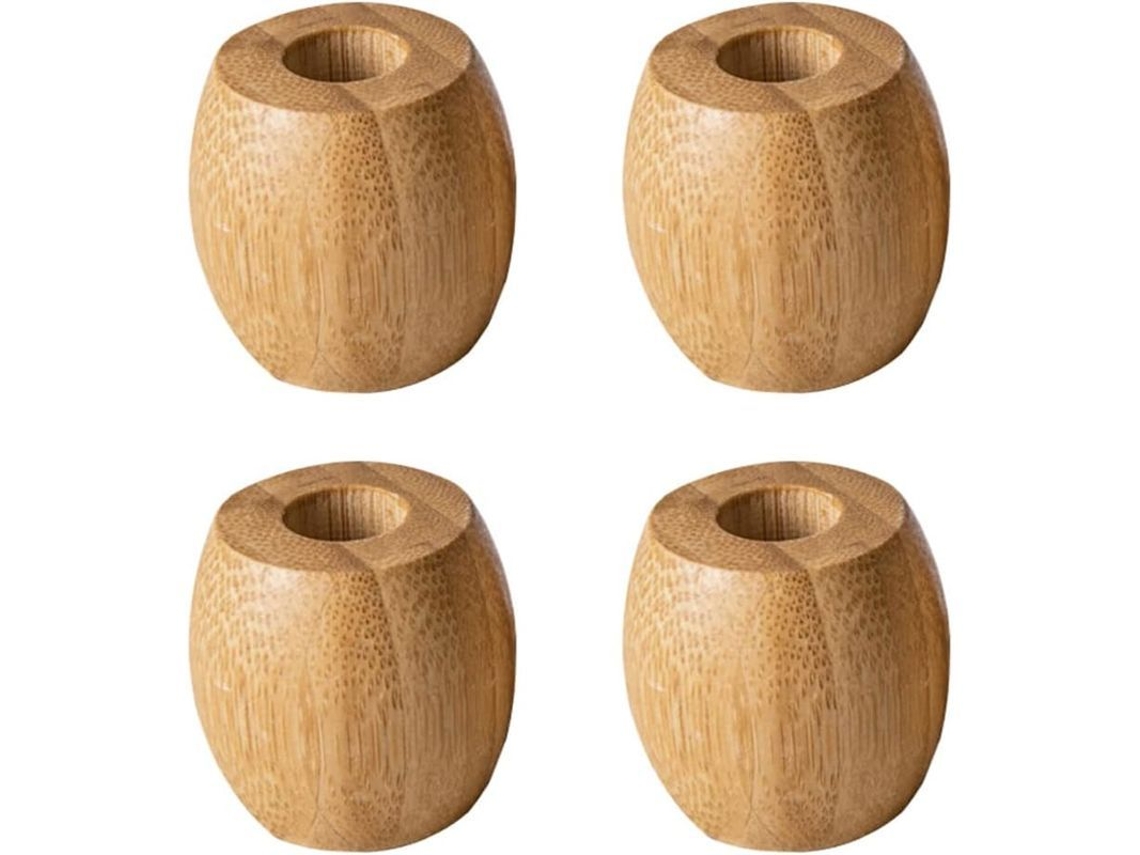 conjunto de 4 Suportes de Escova de Dentes em Bambu Rustic Wood Hzf