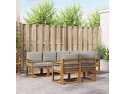 Vidaxl Conjunto De Sofás Para Exterior 7 Pcs Cinza Natural E Claro
