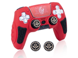 Capa De Silicone Para Controle Ps5, Com Capas De Joystick E Adesivo Para Touchpadczhhmart (vermelho)