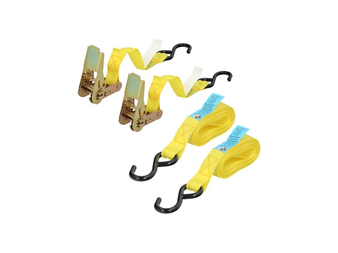 Cinta de amarração com catraca 4 metros x 25 mm. Catraca automática de metal, correia, eslinga, cinta de fixação Wolfpack Linea Profesional (pacote com 2)